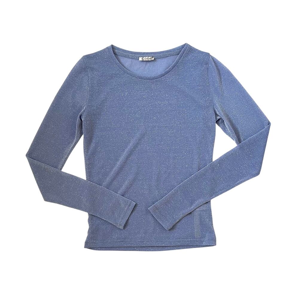 Free People Intimately Mesh So Well Layering Metallic Shimmer Top - Blue - S - Picture 2 of 6